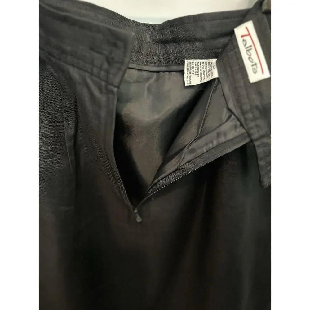 Talbots A-Line 100% LINEN Skirt Size 12 Black Lined Office Minimalist Career - Picture 5 of 9
